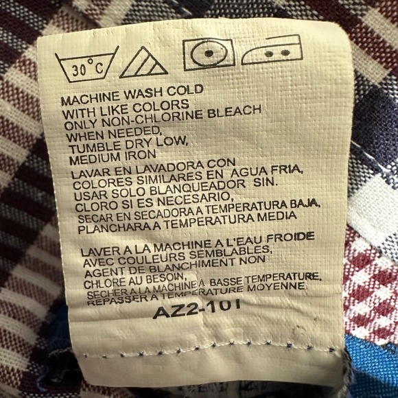 Wrangler Western Shirt Men Size XL Pearl Snap Wine Navy White Cowboy Long Sleeve - Picture 9 of 9